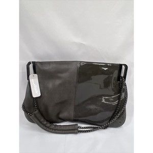 Charming Charlie Off Black Grey￼ Purse Shoulder Bag Chain Strap Double Zippers